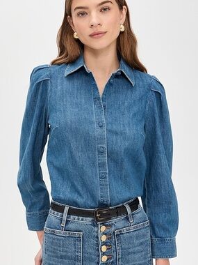 Madewell Puff Sleeve Shirt Petersburg Wash Statement Denim shirt